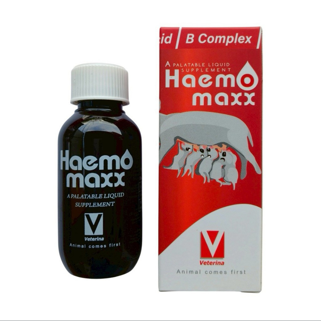 Haemomaxx 100 ml. อาหารเสริมวิตามิน เหมาะกับลูกสุนัข ลูกแมว แม่สุนัขหลังคลอดลูกหรือให้นมลูก