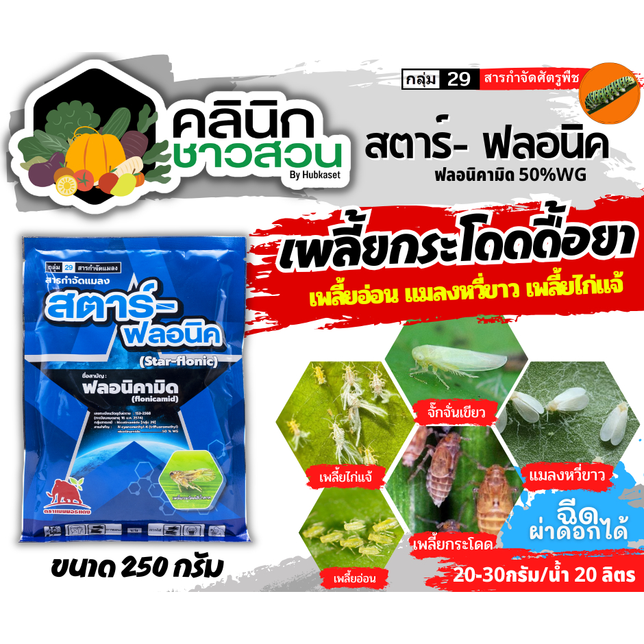 สตาร์- ฟลอนิค (ฟลอนิคามิด 50% WG) บรรจุ 250กรัม กำจัดเพลี้ยกระโดดดื้อยาและเพลี้ยต่างๆ