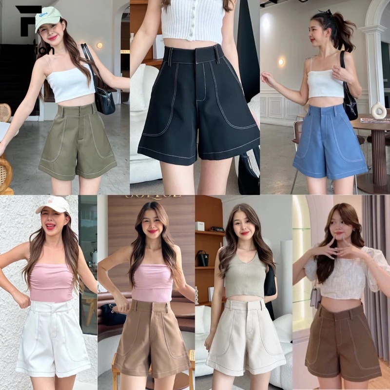 กางเกงขาสั้นเอวสูง ใส่แล้วดูดี หน้าท้องเรียบเนียน ตัวเก๋ คลาสสิค ใส่ได้ทุกงาน