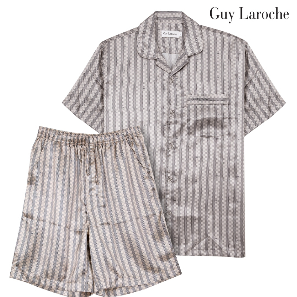 Guy Laroche ชุดนอนคอปก แขนสั้น ขาสั้น พิมพ์ลาย เนื้อผ้า เรียบ ลื่น ใส่สบาย รุ่น JPC7527S6SG