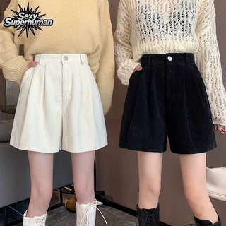 กางเกงขาสั้น ผ้าลูกฟูก เอวสูง ทรงหลวม เกาหลีเกาใจ ใส่แล้วขายาวเว่อร์! ผู้หญิงห้ามพลาด