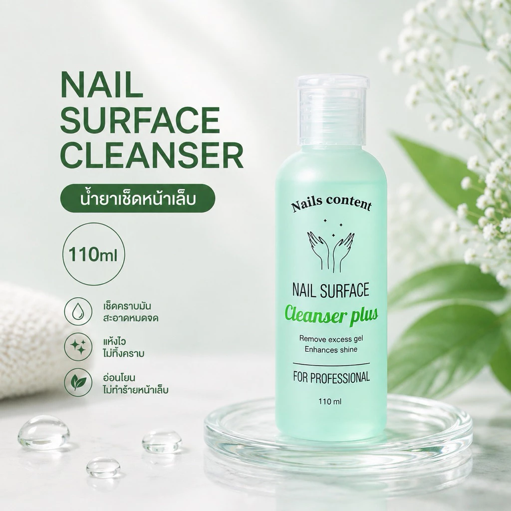 น้ำยาเช็ดหน้าเล็บเจล110 ml เกรด Premium ช่วยให้การทาสีเจลง่าย เพิ่มความเงางาม และติดทนมากขึ้น (สีเขียว)