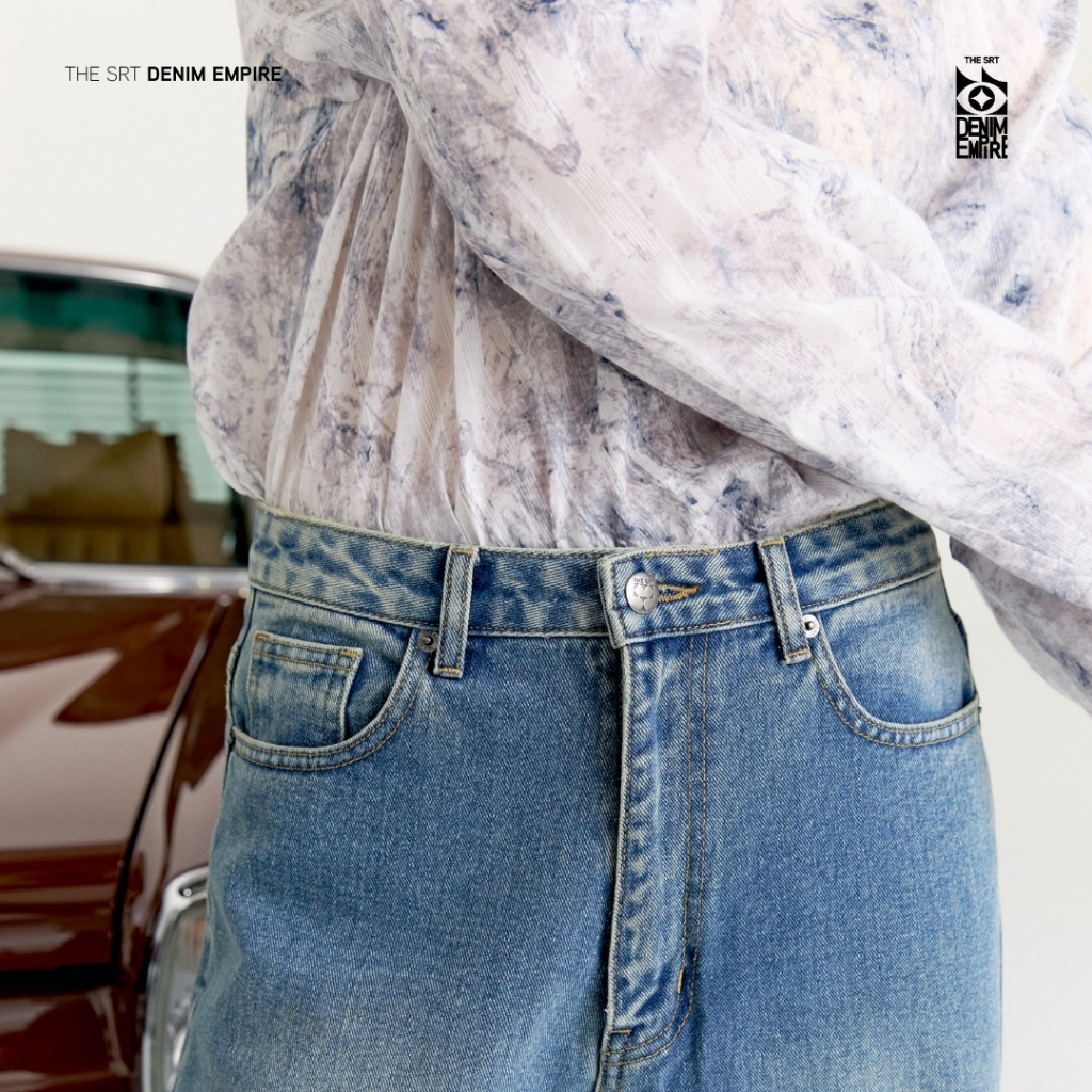 The SRT (TPN334) C1 Straight Empire Jeans กางเกงผ้าเดนิม เอวต่ำ ทรงตรง — صورة 6