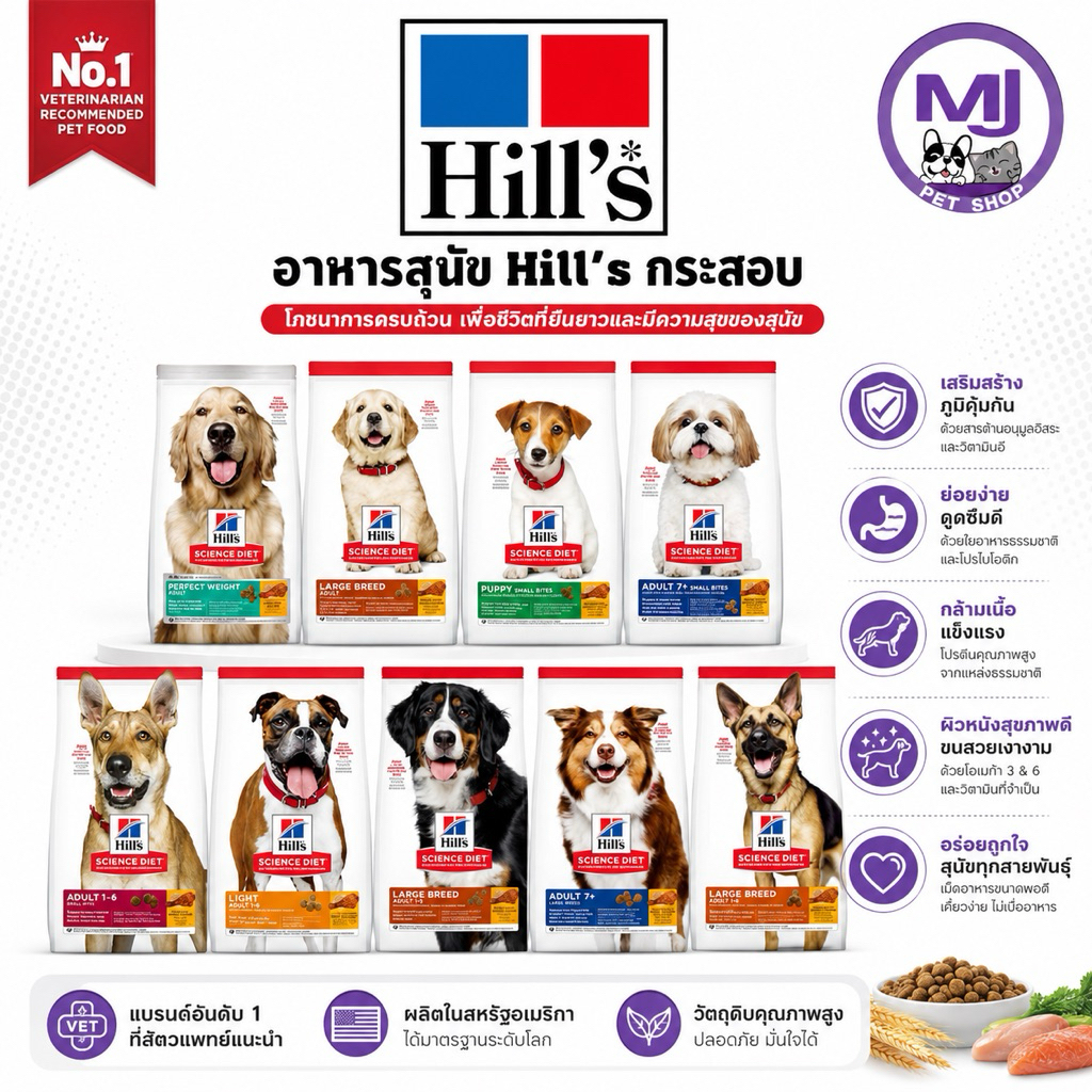 Hill’s อาหารสุนัขพรีเมียม สูตรสัตวแพทย์แนะนำ สำหรับทุกช่วงวัย