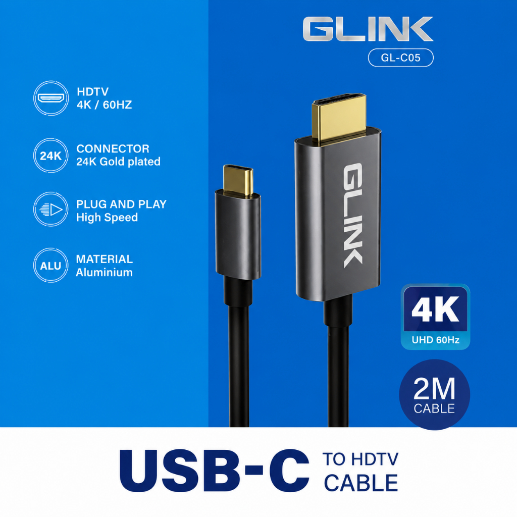 สาย Type-C to HDMI 2M Glink GL055