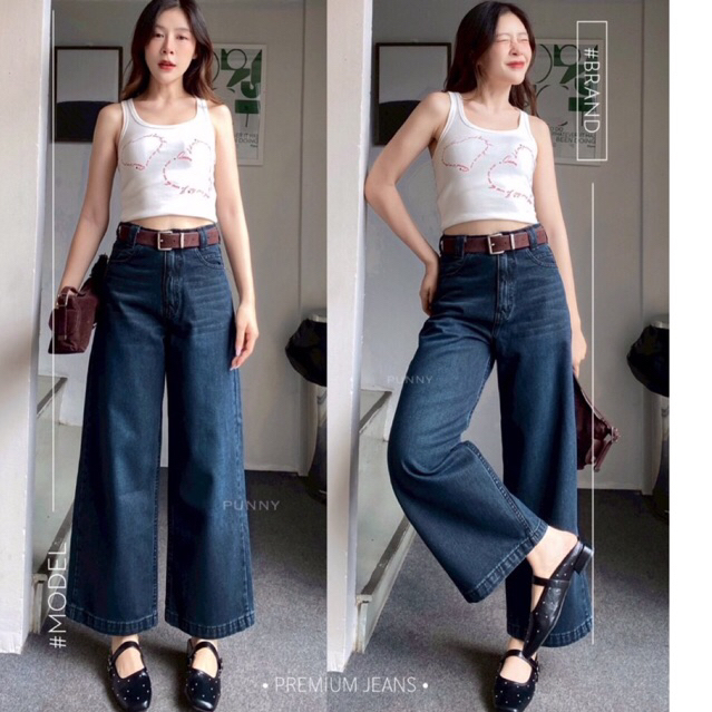 💓 Punny Jeans⚡️⚡️กางเกงยีนส์ผู้หญิง ทรงกระบอกเต่อ ผ้าไม่ยืด