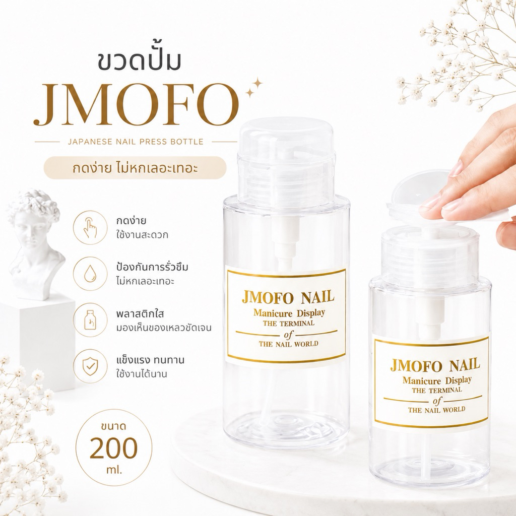ขวดปั๊ม jmofo 💖รุ่นใหม่ล่าสุด💖 ใส่น้ำยาล้างเล็บ ขวดปั้มพรีเมี่ยม ขวดปั๊มคว่ำไม่หก คุณภาพสูงทนต่อสารเคมี ขวดปั้มอย่างดี