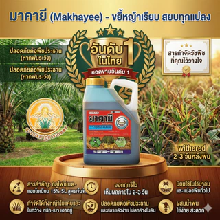 มาคายี(หวีทอง) ขนาด 4 ลิตร สารกลูโฟซิเนต-แอมโมเนียม ยากำจัดวัชพืชประเภทใบกว้าง ใบแคบ หญ้าปากควาย และกก