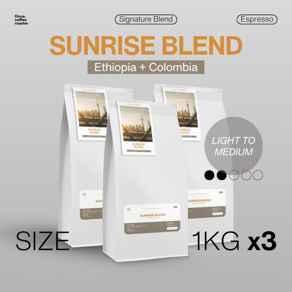 (1kg)(แพ็คx3) เมล็ด Sunrise Blend 💛🩶 Colombia + Ethiopia [Signature Blend] Espresso คั่วอ่อนถึงกลาง
