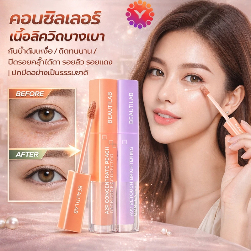 ✨NEW🔥【สูตรบางเบา】คอนซีลเลอร์เนื้อลิควิดบางเบา กันน้ำกันเหงื่อ/ติดทนนาน/ปิดรอยคล้ำใต้ตา รอยสิว รอยแดง/ปกปิดอย่างเป็นธรรมช