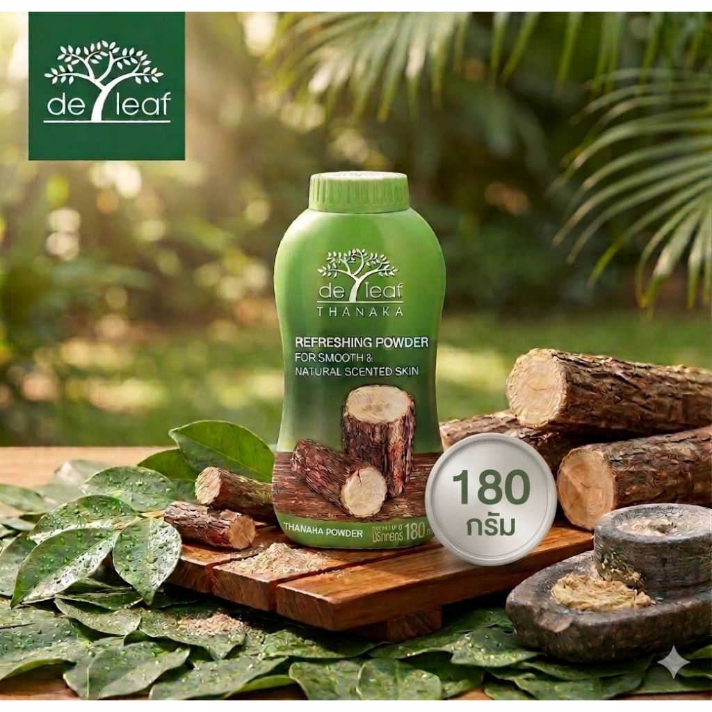 แป้งฝุ่นขนาดใหญ่ เดอ ลีฟ ทานาคา 180 กรัม De Leaf Thanaka Loose Powder 180g