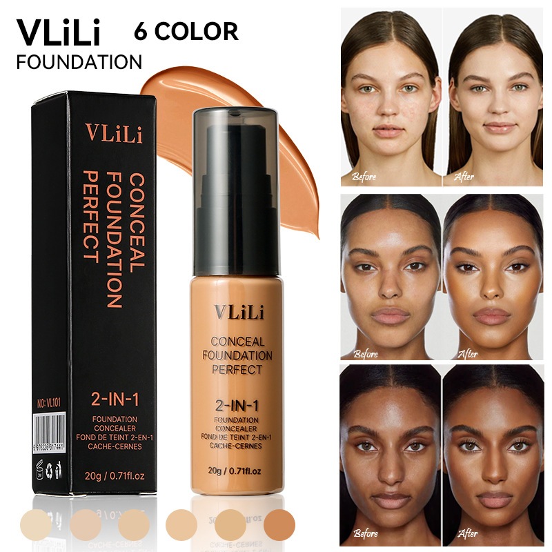 VLili รองพื้นคอนซีลเลอร์ 2-in-1 เนื้อเนียน บางเบา ติดทนยาวนาน 20g