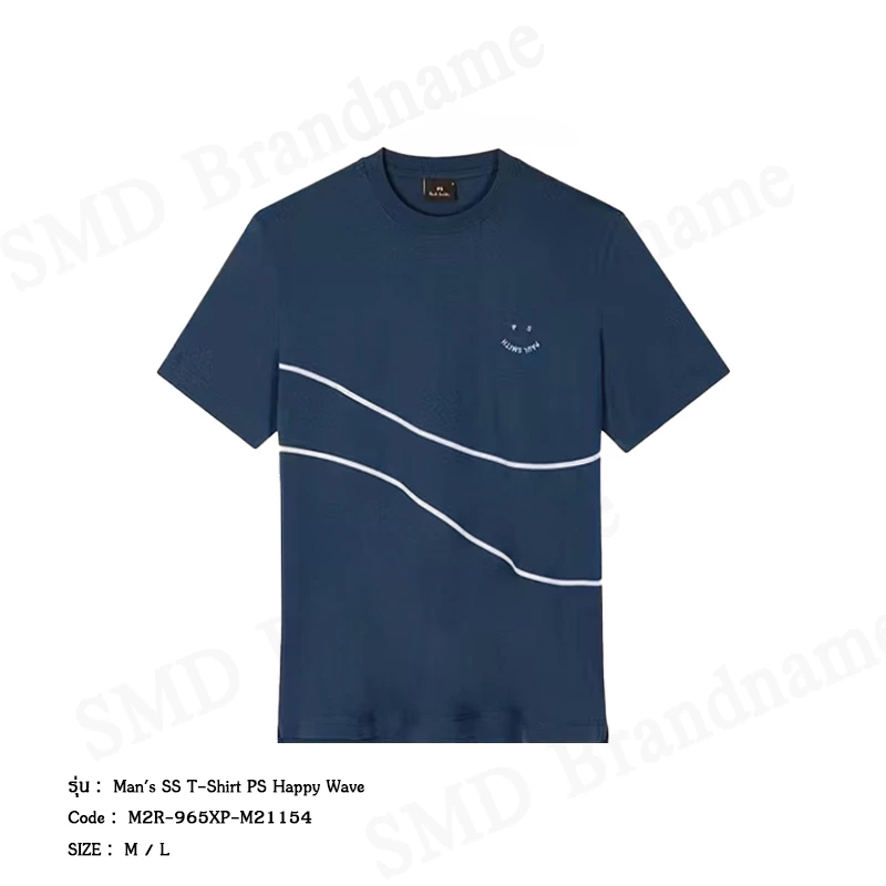 Paul Smith เสื้อยืดคอกลมผู้ชาย รุ่น Man's SS T-Shirt PS Happy Wave Code: M2R-965XP-M21154