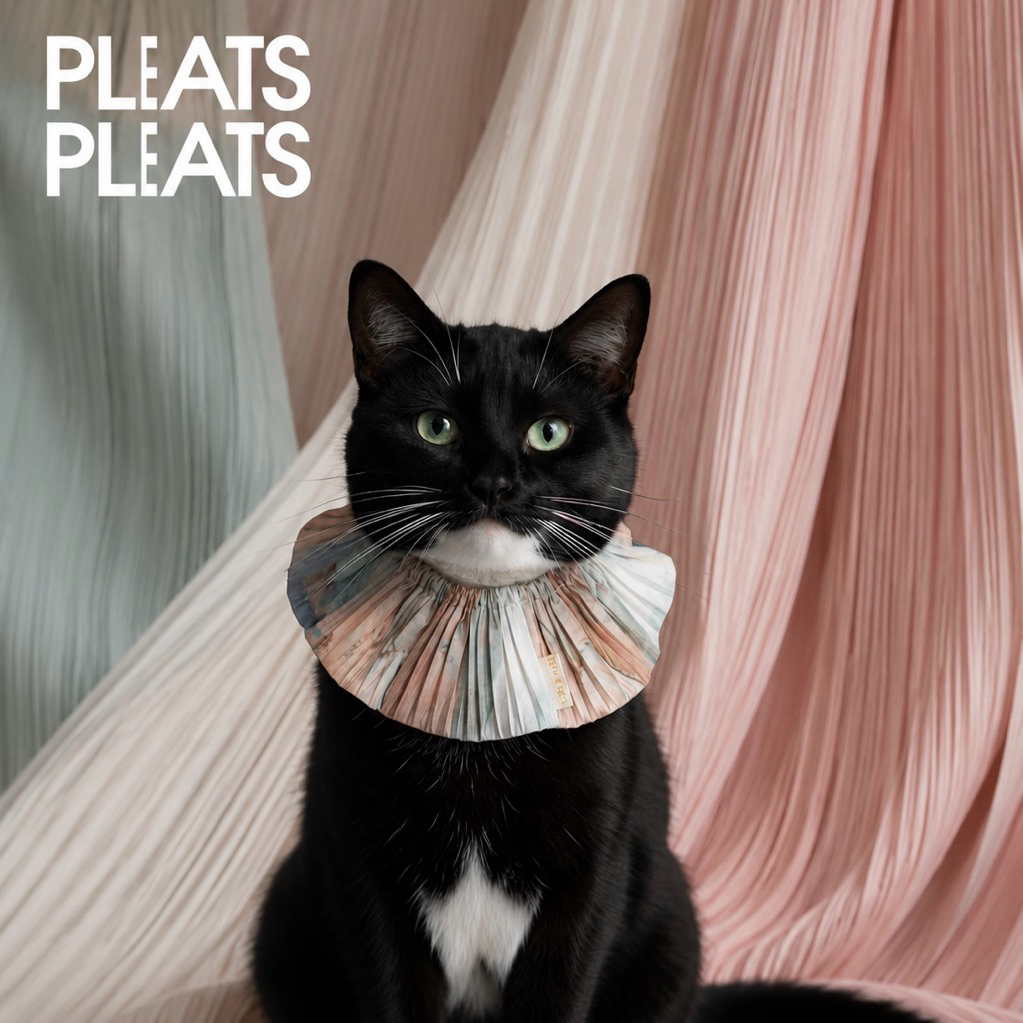 ปลอกคอแมว pleated collar ผ้าพลีท เสริมลุคดูราชนิกุลลูกคุณ