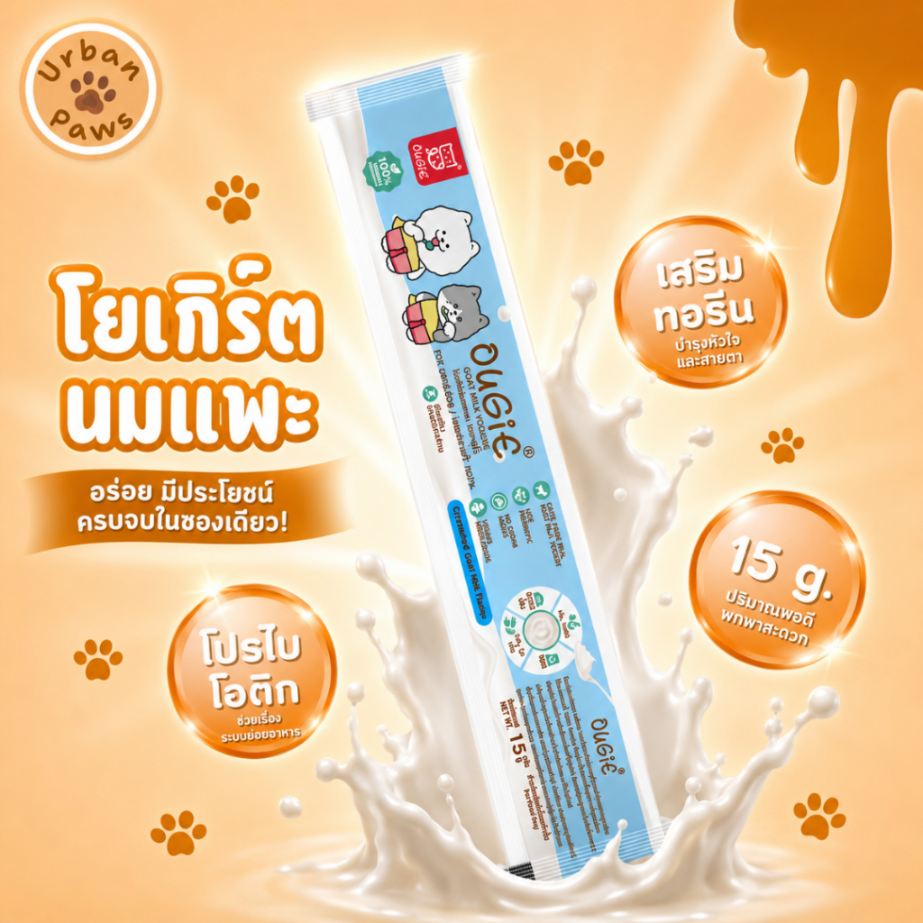 OUGIE Goat Yogurt โยเกิร์ตนมแพะสำหรับสุนัขและแมว นมแพะแท้ 100% Human Grade โปรไบโอติก #UP10