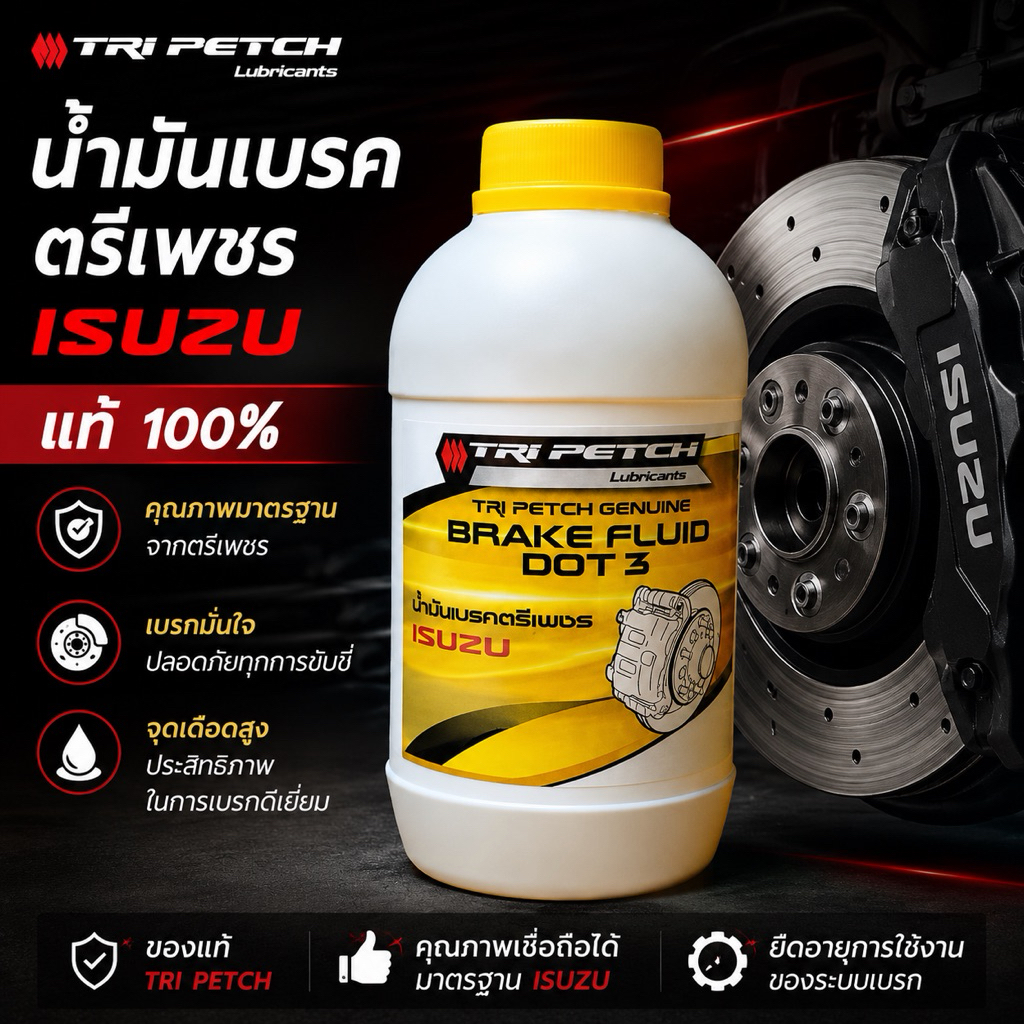 น้ำมันเบรก ตรีเพชร DOT3 1 ลิตร แท้ศูนย์
