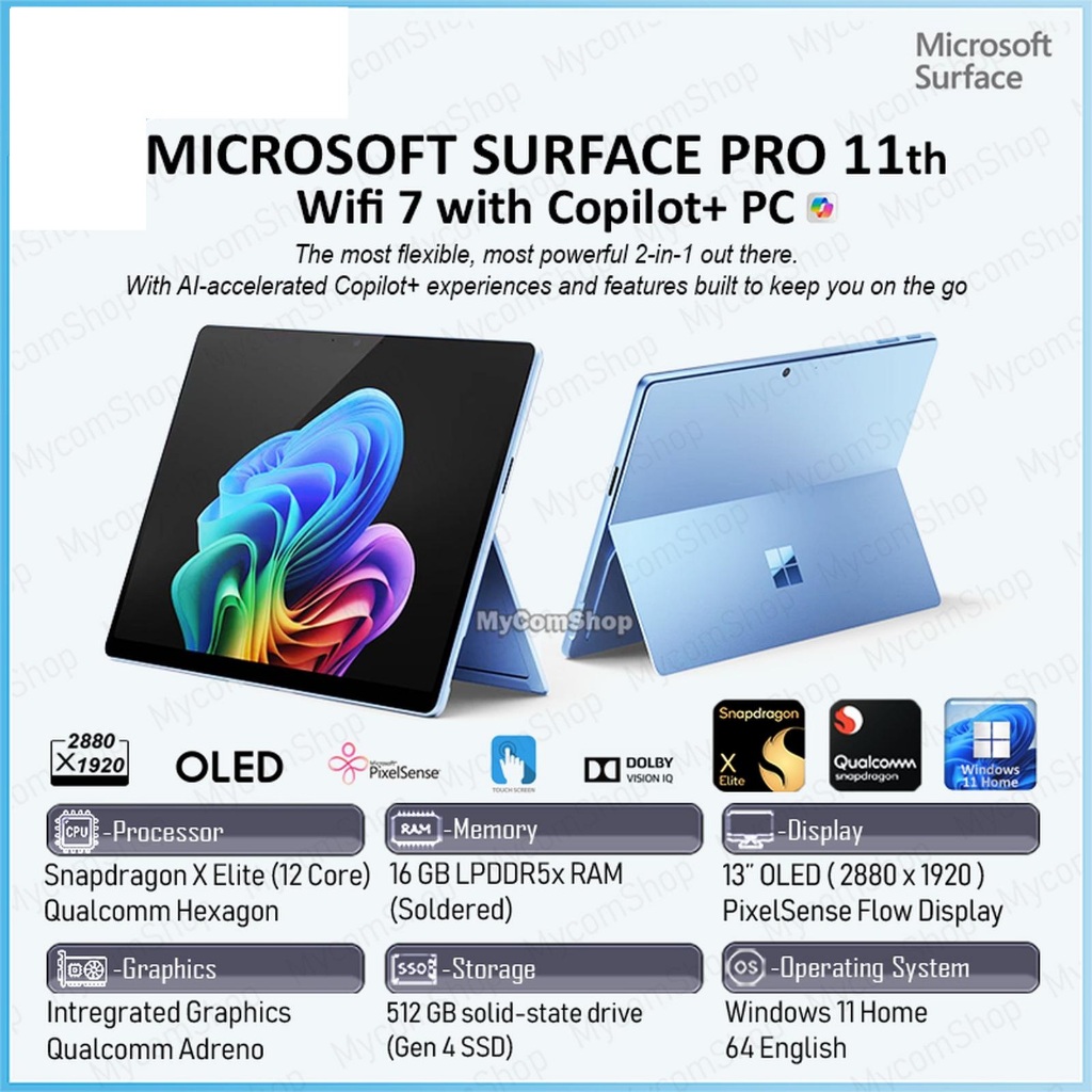 Microsoft Surface Pro11 Elite (OLED Copilot+ PC)/ Plus (Used) รุ่นWifi เลือกซื้อพร้อมKeyboardและปากก