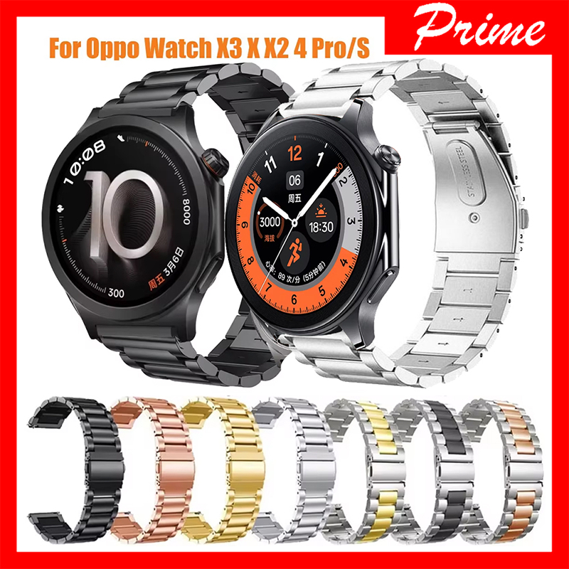 สายโลหะขนาด 22 มม. สําหรับ OPPO Watch S/X3 X2 X/4 Pro สายสแตนเลสสตีล สําหรับ OnePlus Watch 4 3 2 สายนาฬิกา 46 มม./2R