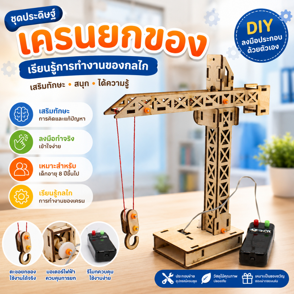 พร้อมส่ง!! สิ่งประดิษฐ์ การทดลองวิทย์ โมเดลรูปทาวเวอร์เครนไฟฟ้า DIY ช่วยเสริมการเรียนรู้วิทยาศาสตร์สําหรับเด็ก