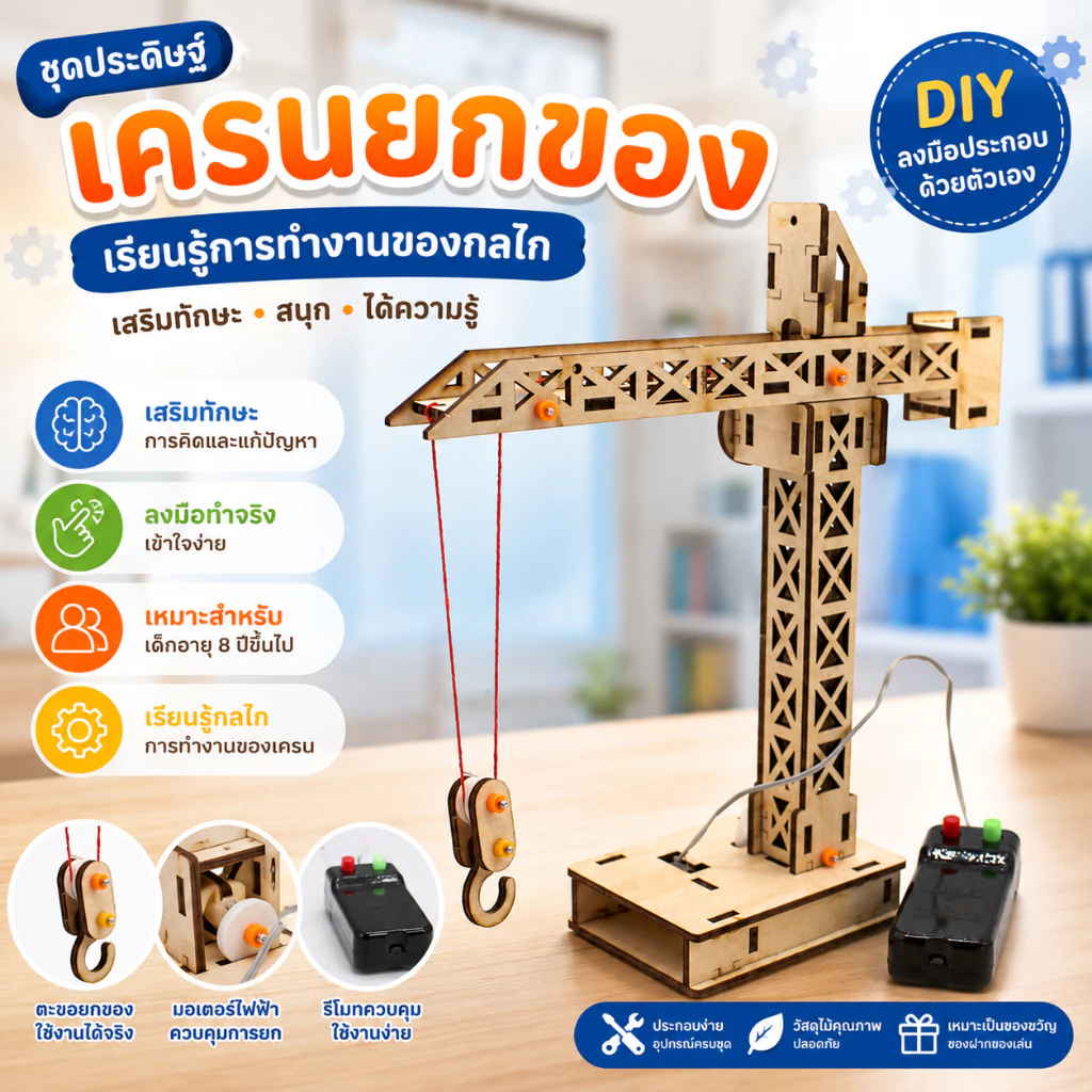 พร้อมส่ง!! สิ่งประดิษฐ์ การทดลองวิทย์ โมเดลรูปทาวเวอร์เครนไฟฟ้า DIY ช่วยเสริมการเรียนรู้วิทยาศาสตร์สําหรับเด็ก