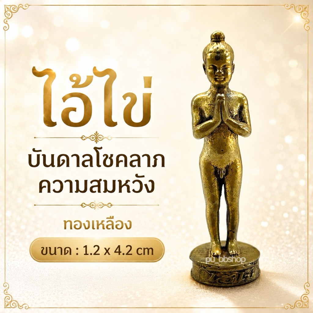 ไอ้ไข่ งานทองเหลือง ขนาด 1.2*4.2 cm.