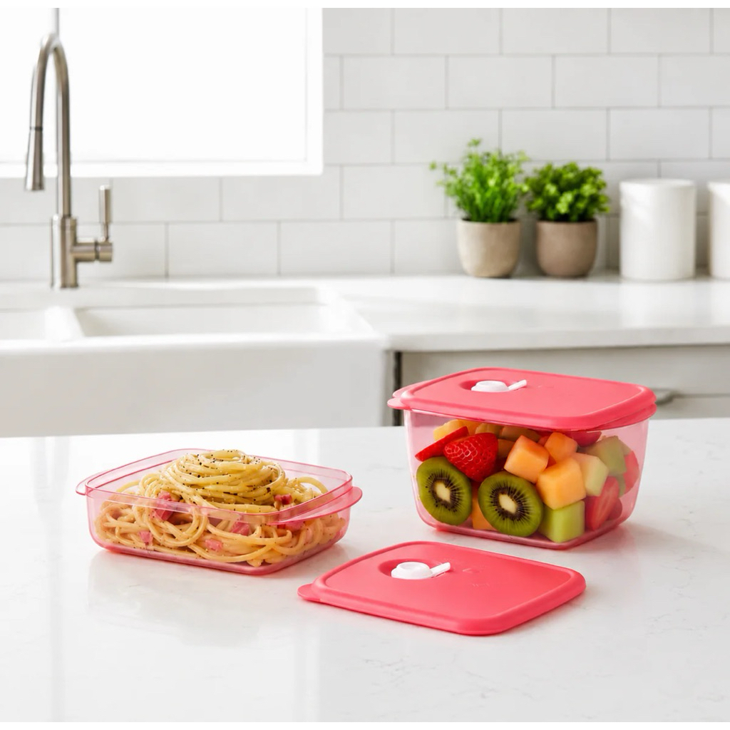 กระปุกข้าวอุ่นในไมโครเวฟได้พร้อมฝา Tupperware รุ่น Vent N Serve Rect ขนาดต่างๆ