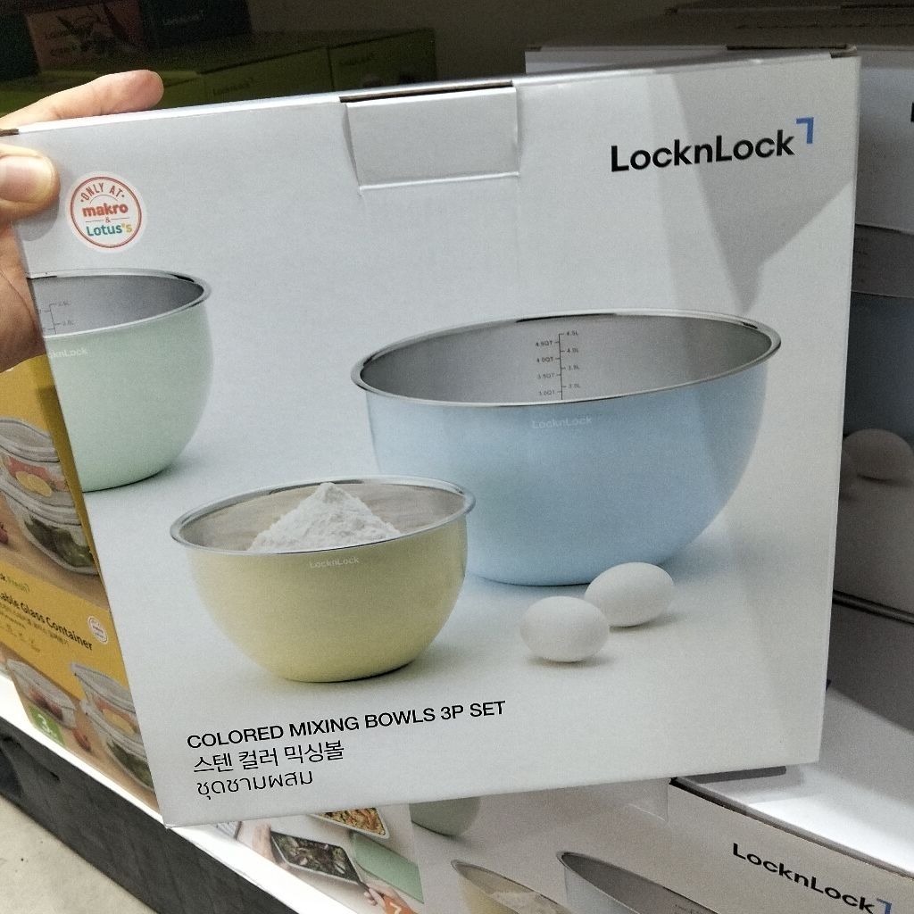 LocknLock ชุดชามผสมสเตนเลสพาสเทล 3 ชิ้น (LocknLock Colored Mixing Bowls 3P Set) – ครบครันทุกงานครัว สวยเด่นสไตล์มินิมอล