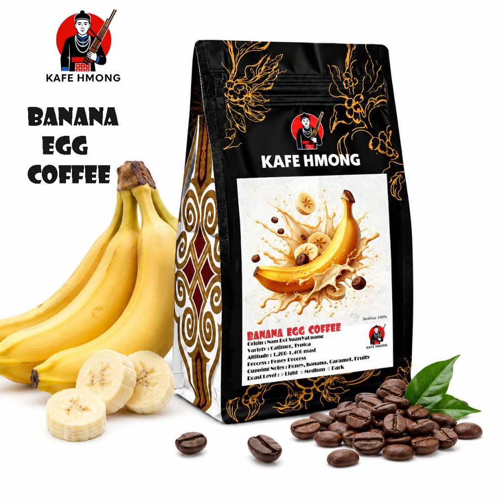 Banana egg coffee เมล็ดกาแฟคั่้ว น่าน สวนยางหลวง เกรด AA