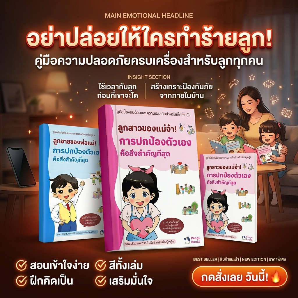 🔥 ใหม่ สีทั้งเล่ม ✨หนังสือ “หนุ่มเอ๋ย! สาวน้อยเอ๋ย! ป้องกันตัวเองอย่างไร” GLOWBOOK