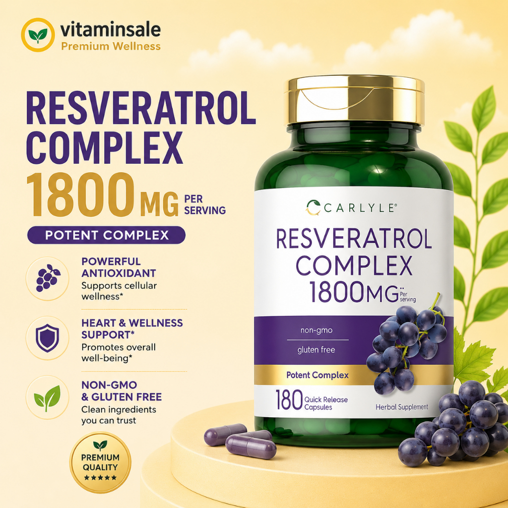 Carlyle Resveratrol 1800mg 180 Capsules สารสกัดไวน์แดง วิตามินนำเข้า USA