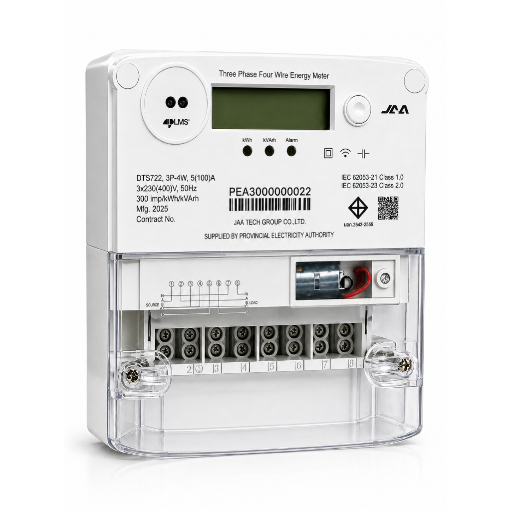 มิเตอร์ไฟฟ้าอิเล็กทรอนิกส์  3 เฟส 4 สาย  230/400V  5(100)A, JAA DTS722 energy meter