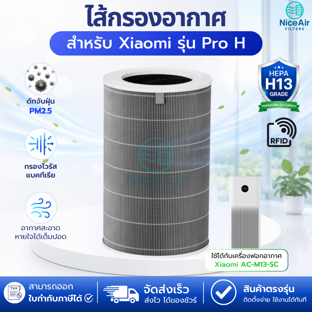 ไส้กรองอากาศ Xiaomi รุ่น Pro H (มี RFID) AC-M13-SC สำหรับเครื่องฟอกอากาศ Mi Air Purifier Filter