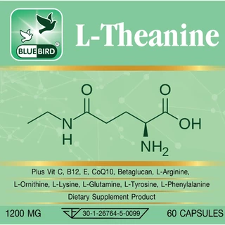 L-Theanine Plus แอล-ธีอะนีน พลัส ตรา บลูเบิร์ด 1200 มก. 60 แคปซูล