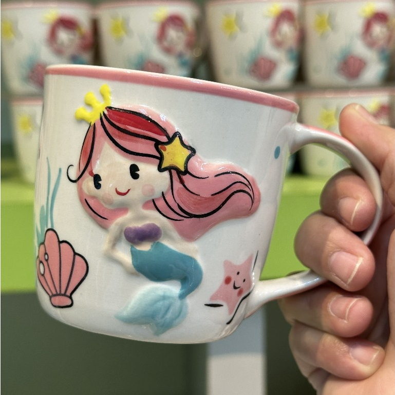 แก้วเซรามิค แก้วน้ำ mermaid แก้วมัคลายนางเงือก ตัวนูน น่ารักมาก สินค้าจากลำปาง