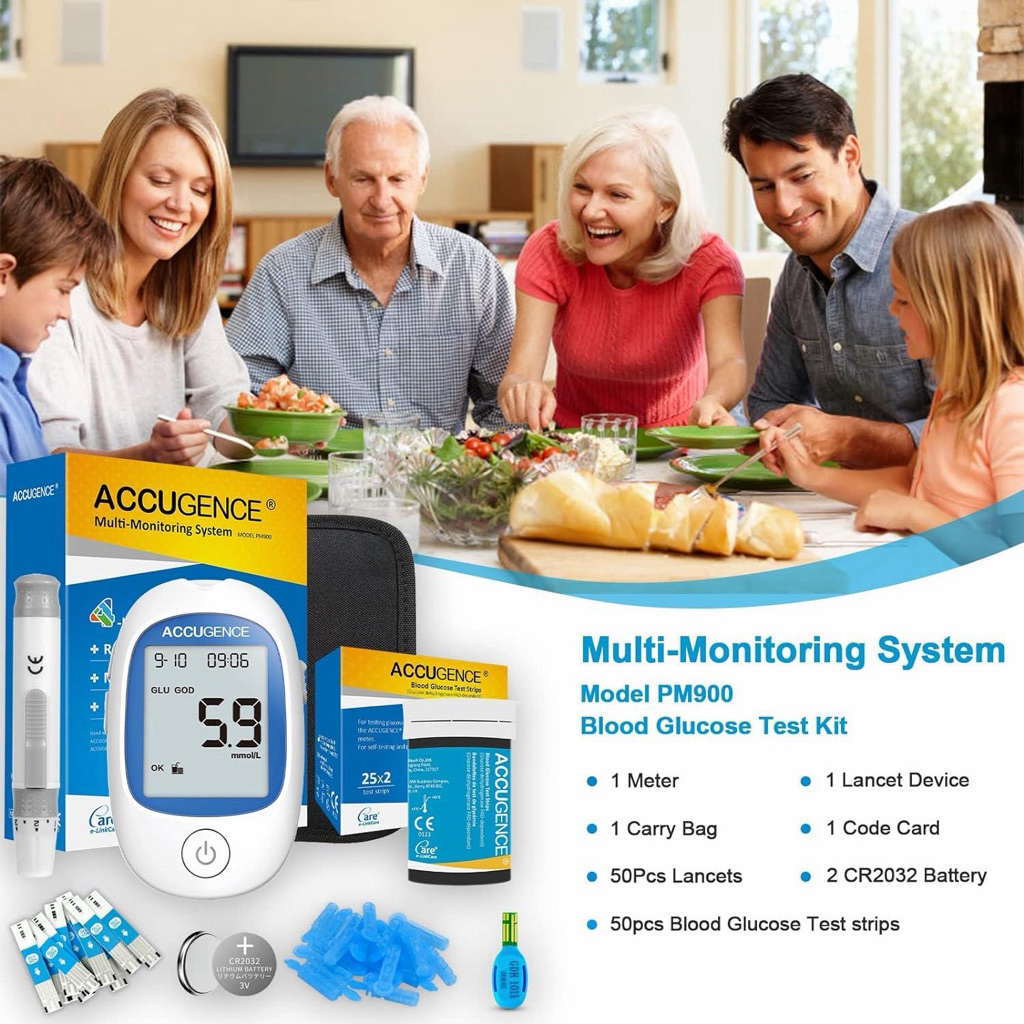 ACCUGENCE PM900 เครื่องตรวจน้ำตาล คีโตน กรดยูริก 3in1 Blood Glucose Ketone Uric Acid