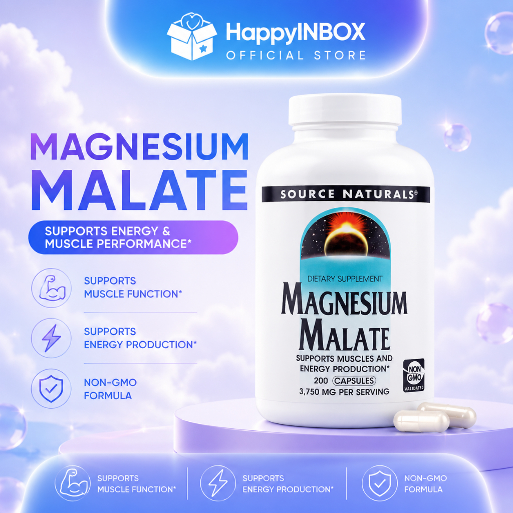 Source Naturals Magnesium Malate 3750 mg | Muscle & Energy Support | 200 Capsules
