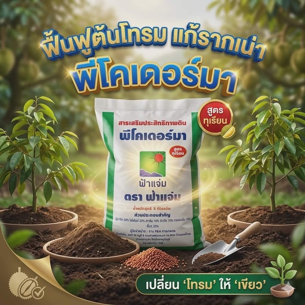 พีโคเดอร์มา ไตรโคเดอร์มาอัดเม็ด ตราฟ้าแจ่ม (ถุงละ 5 กิโลกรัม จำนวน 5 ถุง) ใช้ป้องกัน รักษาเชื้อราโรคพืชทางดิน