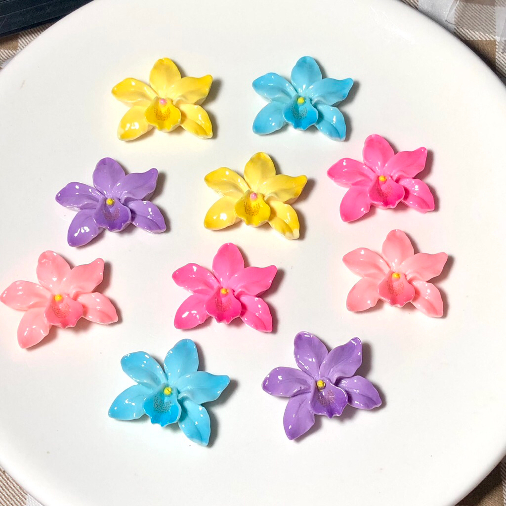 💐เรซิ่นดอกกล้วยไม้ ซองละ4ชิ้น พร้อมส่งจากไทย