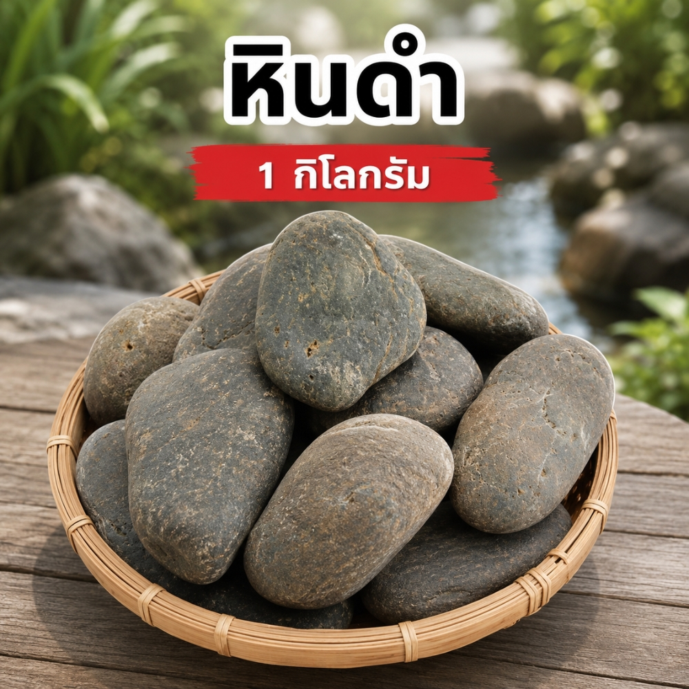 หินแม่น้ำ หินดำ ใต้น้ำแม่น้ำโขง หินน้ำตาล หินโรยหน้ากระถาง หินธรรมชาติ (เลือกน้ำหนัก)
