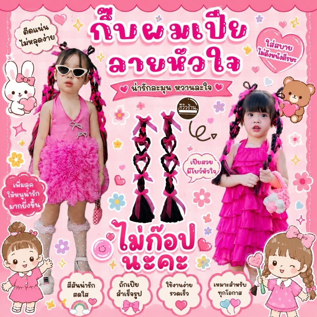 กิ๊บผมเปียทรงหัวใจใส่ได้ทั้งเด็กและผู้ใหญ่