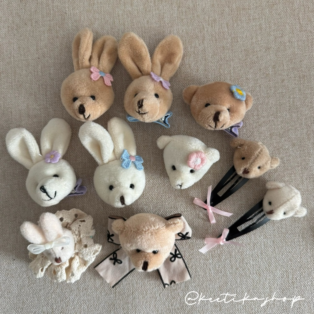 (พร้อมส่ง) กิ๊บตุ๊กตาหมีติดดอกไม้ กระต่ายติดโบว์
