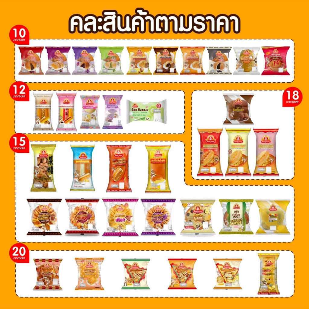 คละรสขนมปังโกลด์เบรดหลากรสชาติ