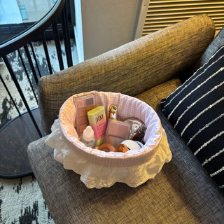 Mellow Cloud Basket ตะกร้าผ้ามินิมอลพาสเทล สไตล์เกาหลีน่ารัก น้ำหนักเบา ใส่เครื่องสำอาง ของจุกจิก แต่งโต๊ะ แต่งห้อง 🧺🌷