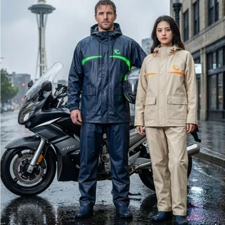 เสื้อกันฝนผู้ใหญ่ Raincoat suit ชุดป้องกันฝนสำหรับมอเตอร์ไซค์ เสื้อกันฝนและกางเกงกันฝน มีแถบสะท้อนแสง ชุดปั่นจักรยาน