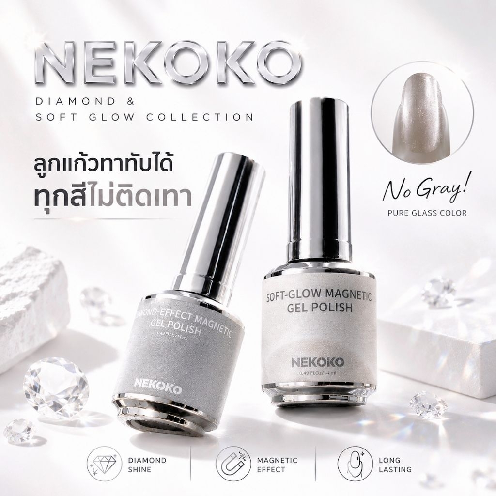 พร้อมส่ง🩶✨⚡ TPOFREE ✅NEKOKO สีลูกแก้วขาวใสไม่ติดเทา