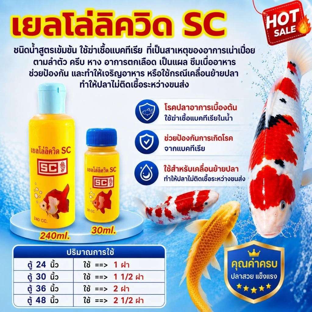 เยลโล่ลิควิด SC ผลิตภัณฑ์สำหรับปลาสวยงาม