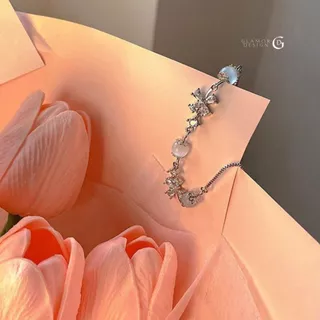 GLAMOR✨กำไลข้อมือเงินแท้ Eye Flower กำไลข้อมือดอกไม้ตาแมว กําไลข้อมือผู้หญิง