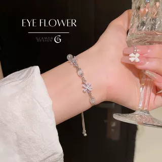 GLAMOR✨กำไลข้อมือเงินแท้ Eye Flower กำไลข้อมือดอกไม้ตาแมว กําไลข้อมือผู้หญิง