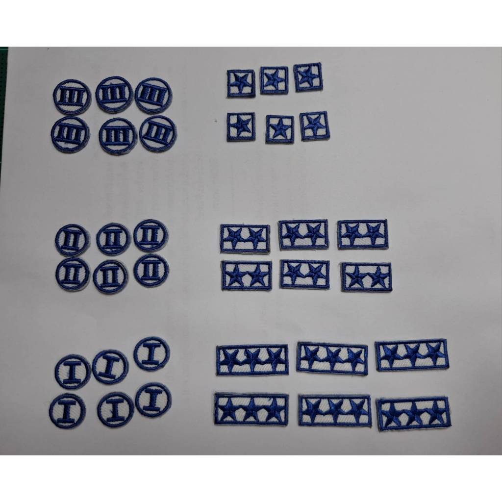 สัญลักษณ์ระดับชั้น ติดกระเป๋า 1 ชุด มี 6 ชิ้น