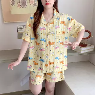 ชุดนอนผ้าไหมญี่ปุ่น อก52นิ้ว แขนสั้น-ขาสั้น ผ้าเนื้อบางเบา ระบายอากาศดี ใส่สบาย ไซส์ใหญ่